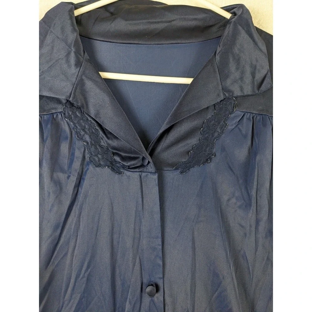 Womens Blue Gown Robe Vintage Sz L See Measurements Navy Blue‎